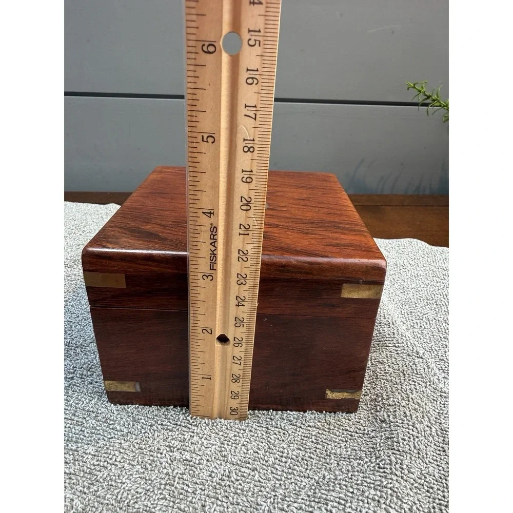 Large Antique Nautical Brass Copper Sundial Compass W/ Rosewood Inlay Box